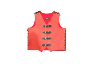 Red Leather Vest with Black Straps – LeatherDirect