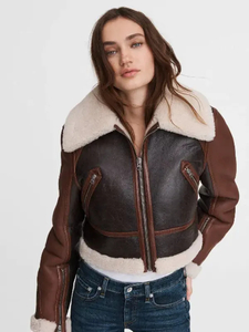Products: Women’s Sheepskin Dark Brown Leather Jacket