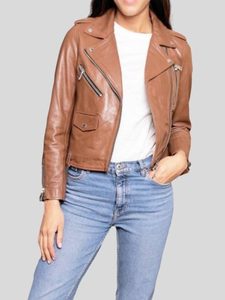 Products: Women’s Cropped Biker Leather Jacket: Poroti