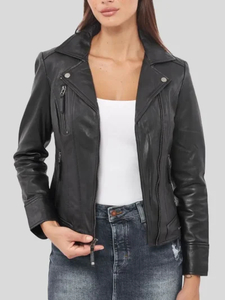 Products: Women’s Black Biker Leather Jacket: Blenheim