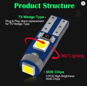 Products: T5 dash bulb 3x high power LED's