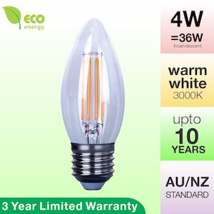 Led Light Bulbs: 4W LED Filament Candle Bulb E27 Screw