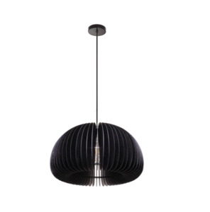 Pendant Lights: Wooden Pendant Light Fin-Matt Black