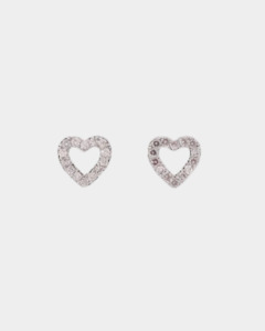 Jewellery: Kiwicraft Zircon Heart Rhodium Studs