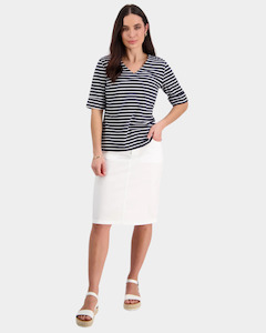 Skirts: Vassalli Poplin Skirt with Centre Back Vent