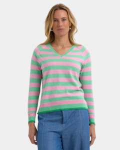 Zaket & Plover Essential Stripe V Neck Jumper