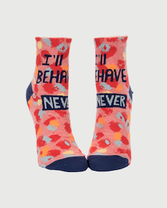 Blue Q I'll Behave Never Socks