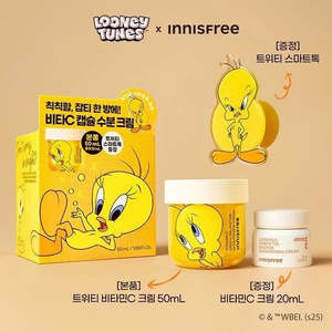 Skincare: Innisfree TWEETY Vitamin C Green Tea Brightening Cream 50+20ml + Tweety Phone Grip (Limited Edition)