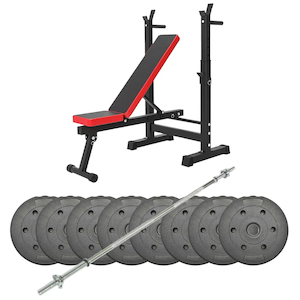 Adjustable Bench Press With Rack 60KG Weight Plates Package - Lee Warehouse
