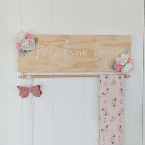 Personalised Accessory Holder - Natural (40cm) with ribbon
