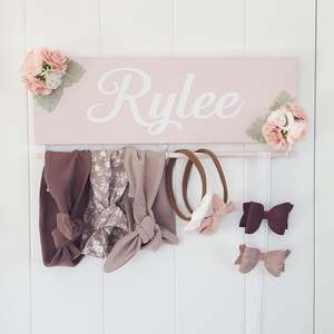 Personalised Accessory Holder - Painted (40cm) with clip ribbon