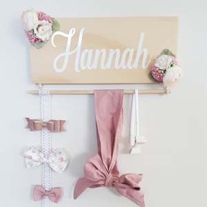 Personalised Accessory Holder with clip ribbon - Natural (30cm)