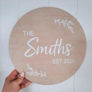 Family sign with leaves 30cm