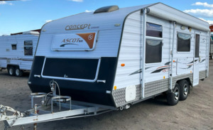 Caravans: 2011 Concept Ascot 511 TWIN AXLE / QUEEN ISLAND BED / FULL ENSUITE / AWNING / WATER TANKS / FULL FRIDGE / AIR CON / TV JUST ARRIVED, FINANCE AVAIL