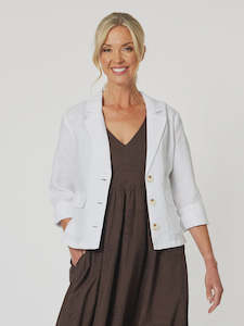 In Stock Now: Danielle Linen Jacket White