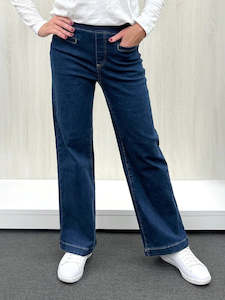 Maddy Pull On Wide Leg Jean Dark Denim