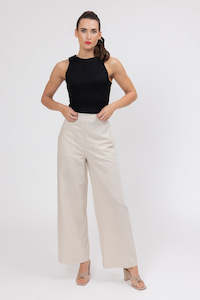 Essential Wide Leg Suit Pant Oatmeal