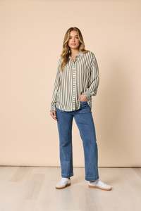 Amour Stripe Shirt Khaki/White
