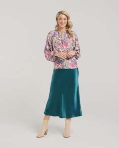 Peggy Lace Trim Raglan Top Pink Peacock