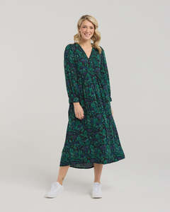 Julia Gthered V Neck Dress Black Dahlia