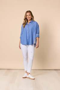In Stock Now: Cherish Heart Top Blue/White