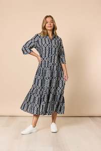 Dresses: Lola Print Dress Navy/White