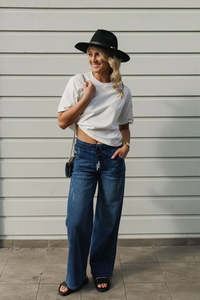 Pants Skirts: Barrel Jean Blue Wash