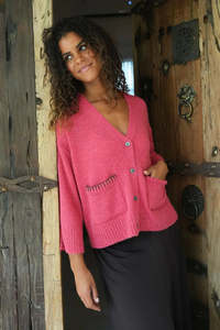 Boxy Detail Cardi Hibiscus