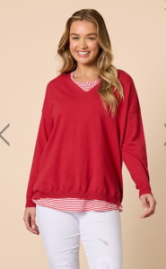 Tops: Double Take 2 in 1 Top Red/White