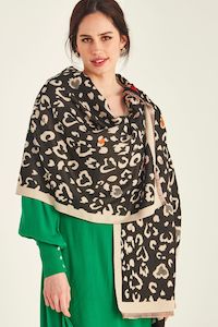 Animal Print: Cora Reversible Scarf Black