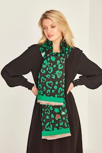 Animal Print: Cora Reversible Scarf Green