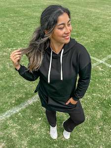 Cozy Up Long Womens Hoodie Black