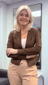 All Seasons Jackets: Mika Faux Leather Jacket Chocolate