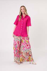 All Seasons Tops: Camilla Linen Top Fuchsia