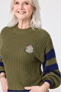 All Seasons Knitwear: Aliza Knit Khaki Navy
