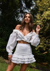 Mackenzie Mode: White Embroidered - Lavender Top and Skirt