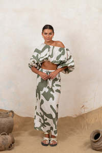Wild Horses Label Two Piece Set - Moss
