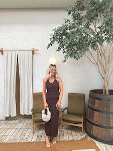 SIR The Label Jacques Knot Midi Dress - Chocolate