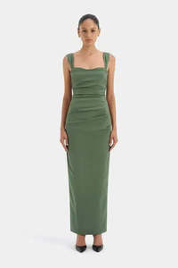 SIR The Label Florent Balconette Gown Forest Green