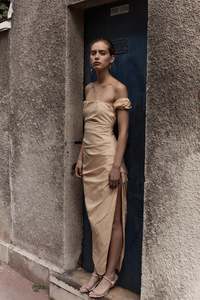 SIR The Label Carmen Draped Gown - Peach