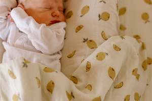Swaddle Blankets: Muslin Swaddle Blanket | Lemon