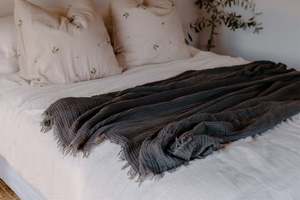 Muslin Throw Blanket: Organic Throw Blanket | Charcoal