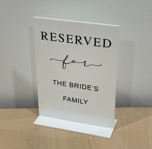 Acrylic reserved sign Leo Design Studio