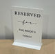 Acrylic reserved sign Leo Design Studio