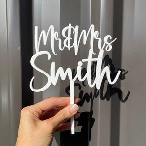 Products: Mr & Mrs cake topper - Design 1 Leo Design Studio