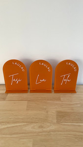 Products: Arch acrylic table numbers - Samoan Design 3 Leo Design Studio