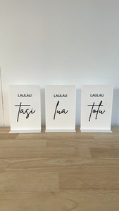 Products: Acrylic table numbers - Samoan design 4 Leo Design Studio