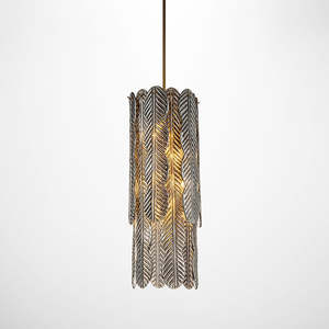 Luca Glass Hanging Light in Antique Brass Finish