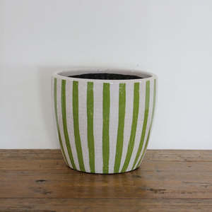 Best Selling: Lime Green Stripe Planter Large