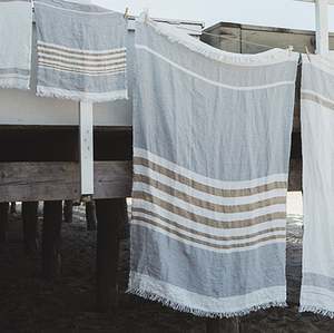 Best Selling: Libeco Throw / Fouta in Ash Stripe 110 x 180